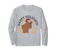 Happy Holidays Bear Cartoon Babbo Natale Cappello Divertente Maglia a Manica