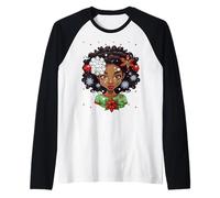 Happy Holidays Melanin Christmas Black Mrs. Claus Donne Ragazza Maglia con Maniche Raglan