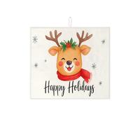 Happy Holidays - Tappetino scolapiatti per bancone della cucina, con simpatica renna, tappetino assorbente per scolapiatti con motivo cartone animato, per bar, 40,6 x 45,7 cm