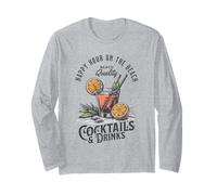 Happy Hour - Bicchiere da cocktail con foglie di palma arancioni, da bar Maglia a Manica