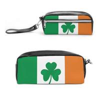 Happy Irish Holidays Astuccio in pelle di grande capacità con cerniera, piccola borsa portatile per trucchi e forniture per ufficio, organizer per donne e uomini