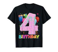 Happy It's My 4th Birthday Ice Cream Party Kids 4 Anni Maglietta