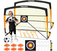 Happy Jump 2 Porte da Calcio Pieghevoli 213x152 CM - Con Pallone, Bersaglio, Pompa e Coni | Perfette per Allenamento Outdoor e come Regalo Sportivo per la Famiglia