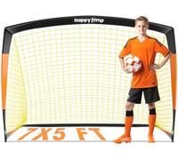 Happy Jump Porta Da Calcio 3x2.2FT, 4x3FT, 5x3.6FT, 7x5FT Pop-Up Allenamento Di Calcio Per Cortile (7x5 FT- Nero Arancia)-1 PC