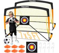 Happy Jump Rete da Calcio Pieghevole da Giardino - 120x90, 152x110, 213x152 CM | Varianti con Pallone, Bersaglio, Pompa e Coni | Regalo Sportivo Perfetto per la Famiglia e Allenamento Outdoor