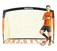 Happy Jump Rete da Calcio Pieghevole da Giardino - 120x90, 152x110, 213x152 CM | Varianti con Pallone, Bersaglio, Pompa e Coni | Regalo Sportivo Perfetto per la Famiglia e Allenamento Outdoor