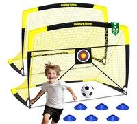 Happy Jump Set Porte da Calcio - Rete Pop-Up da Esterno con Bersagli, Pallone, Pompa, Coni - 5x3.6 FT BY Pro
