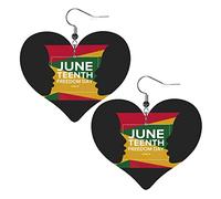 Happy Juneteenth Day Freedom 1865 Orecchini in pelle per le donne Ciondola l'orecchino a goccia Ciondolo a cuore con gancio Regali per ragazza adulta