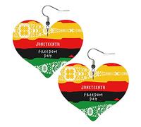 Happy Juneteenth Day Freedom 1865 Orecchini in pelle per le donne Ciondola l'orecchino a goccia Ciondolo a cuore con gancio Regali per ragazza adulta