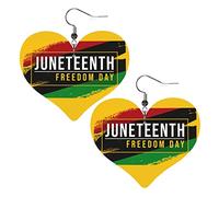 Happy Juneteenth Day Freedom 1865 Orecchini in pelle per le donne Ciondola l'orecchino a goccia Ciondolo a cuore con gancio Regali per ragazza adulta