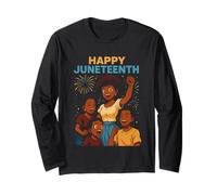 Happy Juneteenth Retro Donna Afro-Americana Storia Nera Maglia a Manica