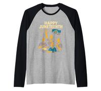 Happy Juneteenth Retro Donna Afro-Americana Storia Nera Maglia con Maniche Raglan