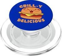 Happy Kawaii Burger Foodie alla griglia PopSockets PopGrip per MagSafe