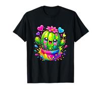 Happy Kawaii Cactus con Spruzzi di Vernice Colorata Maglietta