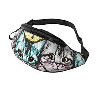 Happy Kitten Faces Borsa a tracolla Runner Piccolo Corsa Sportivo Sottile Alla moda Per Jogging Escursionismo Donna
