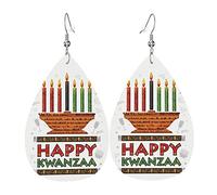 Happy Kwanzaa African Heritage Holiday Orecchini pendenti con gancio Orecchini a goccia in pelle per donna