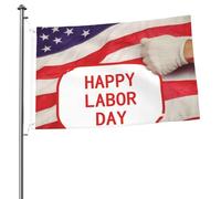Happy Labor Day Bandiera da 0,9 x 0,9 m stampa su entrambi i lati bandiere da giardino bandiera da cortile per esterni bandiere per feste banner regalo con occhielli sfondo fotografico per interni ed