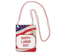 Happy Labor Day Borsa a tracolla per telefono per donne e uomini, impermeabile, mini borsa a tracolla per cellulare, piccola borsa a tracolla con tracolla regolabile, da viaggio, per telefono