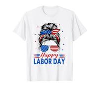 Happy Labor Day Camicia per Le Donne disordinato panino Labor Day Bandiera USA Maglietta