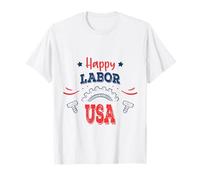 Happy Labor Day Patriottico US Worker Pride Bold Distressed Maglietta