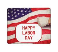Happy Labor Day Tappetino per mouse con bordo cucito, personalizzato Premium testurizzato tappetino per mouse per computer con base in gomma antiscivolo, tappetino per mouse da gioco impermeabile per