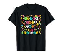 Happy Last Day Of School colorato divertente design Maglietta