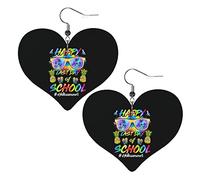 Happy Last Day Of School Hello Summer Orecchini in pelle per donna Orecchini pendenti con ciondolo a forma di cuore con gancio Regali per ragazza adulta