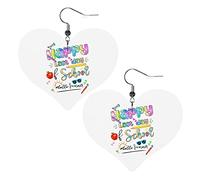 Happy Last Day Of School Hello Summer Orecchini in pelle per donna Orecchini pendenti con ciondolo a forma di cuore con gancio Regali per ragazza adulta