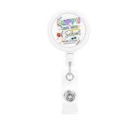 Happy Last Day of School Hello Summer Porta badge retrattile Reel Clip Id Card Holder for Nurse Student Office Worker