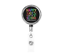 Happy Last Day of School Hello Summer Porta badge retrattile Reel Clip Id Card Holder for Nurse Student Office Worker