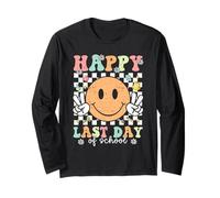Happy Last Day Of School Sorriso Viso Insegnante Studente Bambini Maglia a Manica