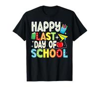 Happy Last Day of School Teacher Bambini Ragazzi Ragazze Laurea Maglietta