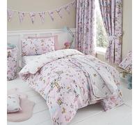 Happy Linen Company, Biancheria da Letto Singola réversible, Morbida e Facile da Pulire, avec Copripiumino et Federa, avec Unicorno incantato, Rose, pour Ragazze e Ragazzi