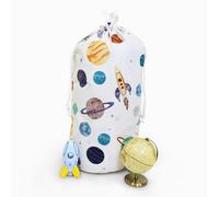 Happy Linen Company Borsa organizer per giocattoli per bambini, 50 x 75 cm, reversibile, pieghevole, colore: bianco