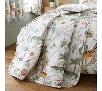 Happy Linen Company Coperta trapuntata reversibile con animali della giungla, 150 x 200 cm, colore: avorio
