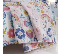 Happy Linen Company Coperta trapuntata réversible, trapuntata, pour ragazze et bébés, avec fleurs et farfalle multicolores, 150 x 200 cm