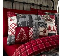 Happy Linen Company Coppia federe - Fantasia Patchwork Natalizio - Rosso