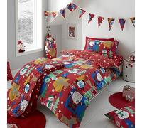 Happy Linen Company, Ensemble de linge réversible, morbide et Facile à utiliser, avec copie et Federa, Motif : Babbo Natale, Couleur Rouge