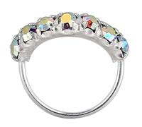 Happy Linen Company Monster Piercing Arcobaleno 7 Pietre di Cristallo pavimentato 22 Gauge 925 Argento Sterling Senza Cuciture Continuo Anello a Cerchio
