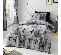 Happy Linen Company Set copripiumino - double face con fantasia calcio freestyle - grigio antracite - singolo