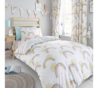 Happy Linen Company Set copripiumino - double face con fantasia sole ed arcobaleno - bianco - una piazza e mezzo