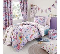 Happy Linen Company Set di biancheria da letto matrimoniale reversibile con sirene magiche, lilla e viola