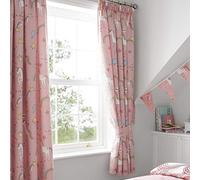 Happy Linen Company Set tende a pieghe completamente foderate - unicorni ed arcobaleni - cameretta bambini - rosa - 168 x 137 cm