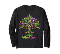 Happy Mardi Gras Bead Tree Carnival New Orleans Donne Ragazze Maglia a Manica