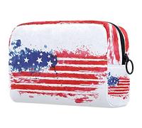 Happy Memorial Day Borsa cosmetica blu con bandiera americana per le donne carino borsa alla moda borsa per il trucco spaziosa borsa da viaggio borsa da toilette regalo per ragazze, Multicolore 09,