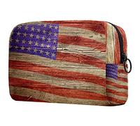Happy Memorial Day Borsa cosmetica blu con bandiera americana per le donne carino borsa alla moda borsa per il trucco spaziosa borsa da viaggio borsa da toilette regalo per ragazze, Multicolore 08,