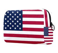 Happy Memorial Day Borsa cosmetica blu con bandiera americana per le donne carino borsa alla moda borsa per il trucco spaziosa borsa da viaggio borsa da toilette regalo per ragazze, Multicolore 03,