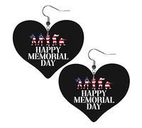 Happy Memorial Day Orecchini in pelle per le donne Orecchini pendenti con ciondolo a forma di cuore con gancio Regali per ragazza adulta