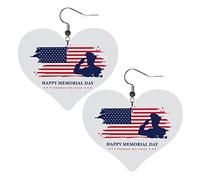 Happy Memorial Day Orecchini in pelle per le donne Orecchini pendenti con ciondolo a forma di cuore con gancio Regali per ragazza adulta