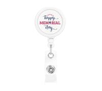 Happy Memorial Day Porta badge retrattile Reel Clip Porta carte d'identità per infermiere Student Office Worker